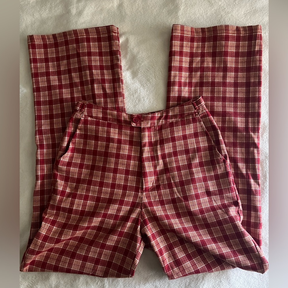 Brandy Melville red and orange plaid pants